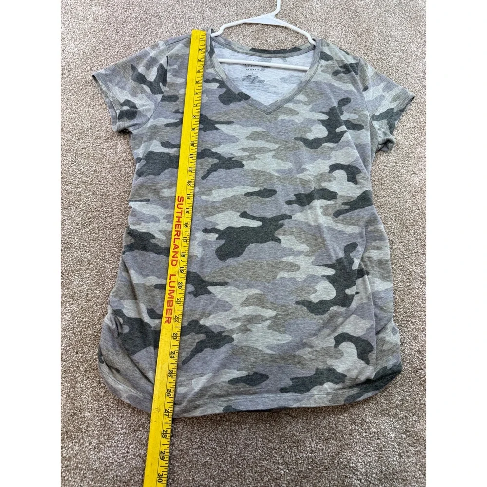 A Glow Maternity Womens Size L T-Shirt Long Short Sleeve Ruched Side